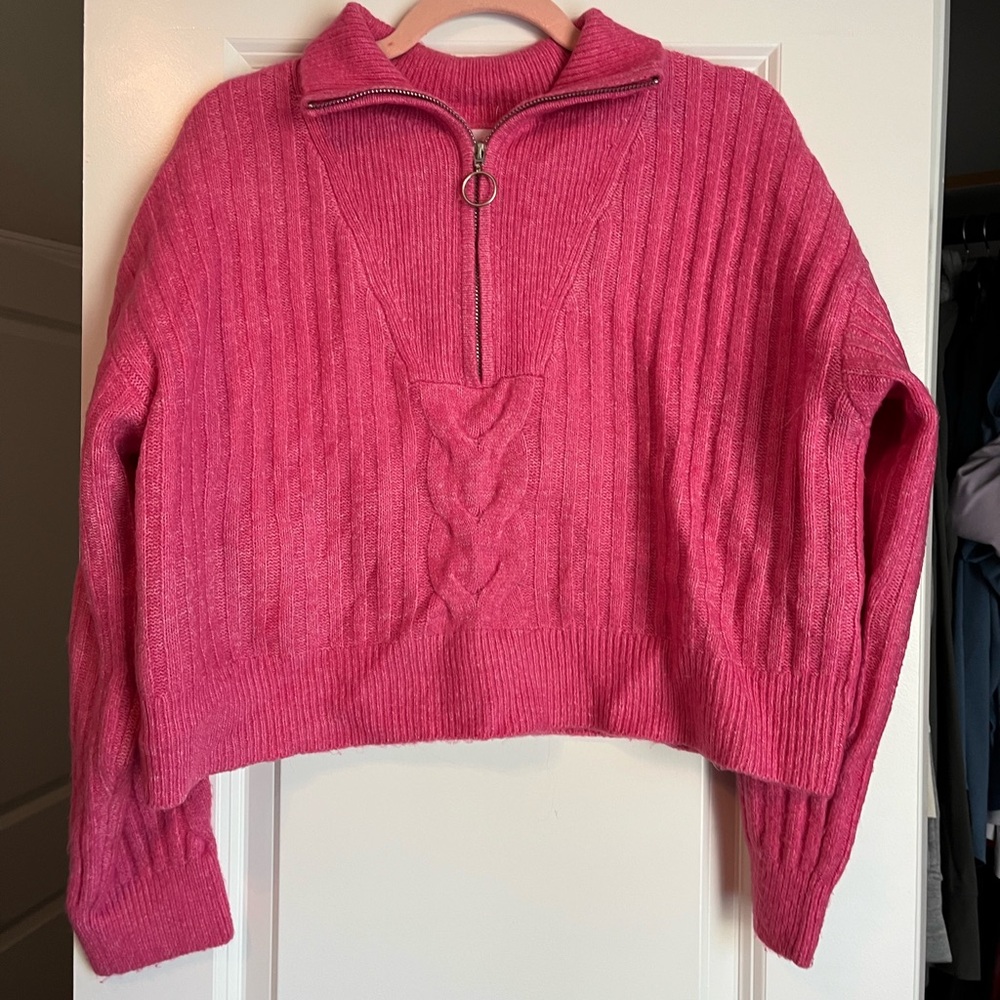 Pink Lily Fuchsia Ribbed Turtleneck Sweater
